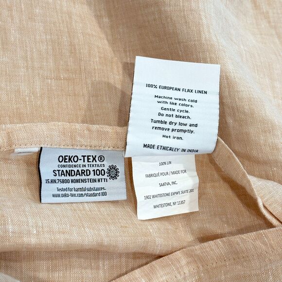 Saatva Heritage Flax Linen Queen Duvet Cover and Sham Pillow Case Set Beige - Picture 6 of 12